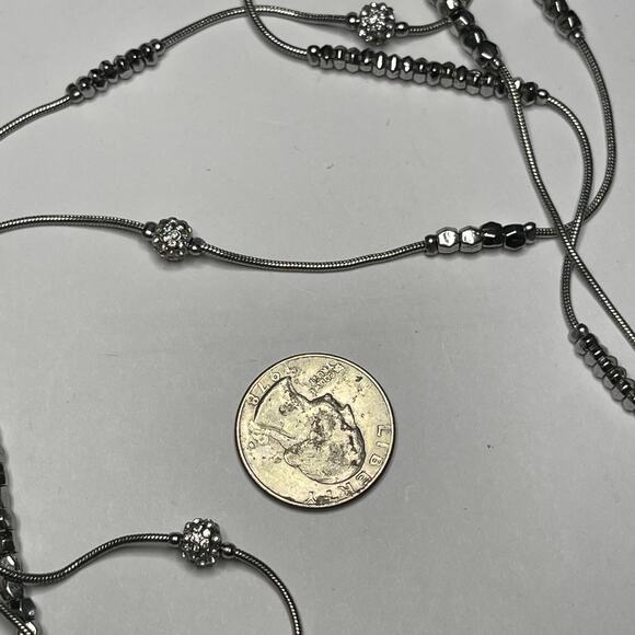 Chico's necklace signed costume jewelry silver tone multi strand simple beaded - Picture 9 of 16